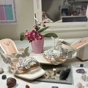 Elegant White Butterfly Sandals